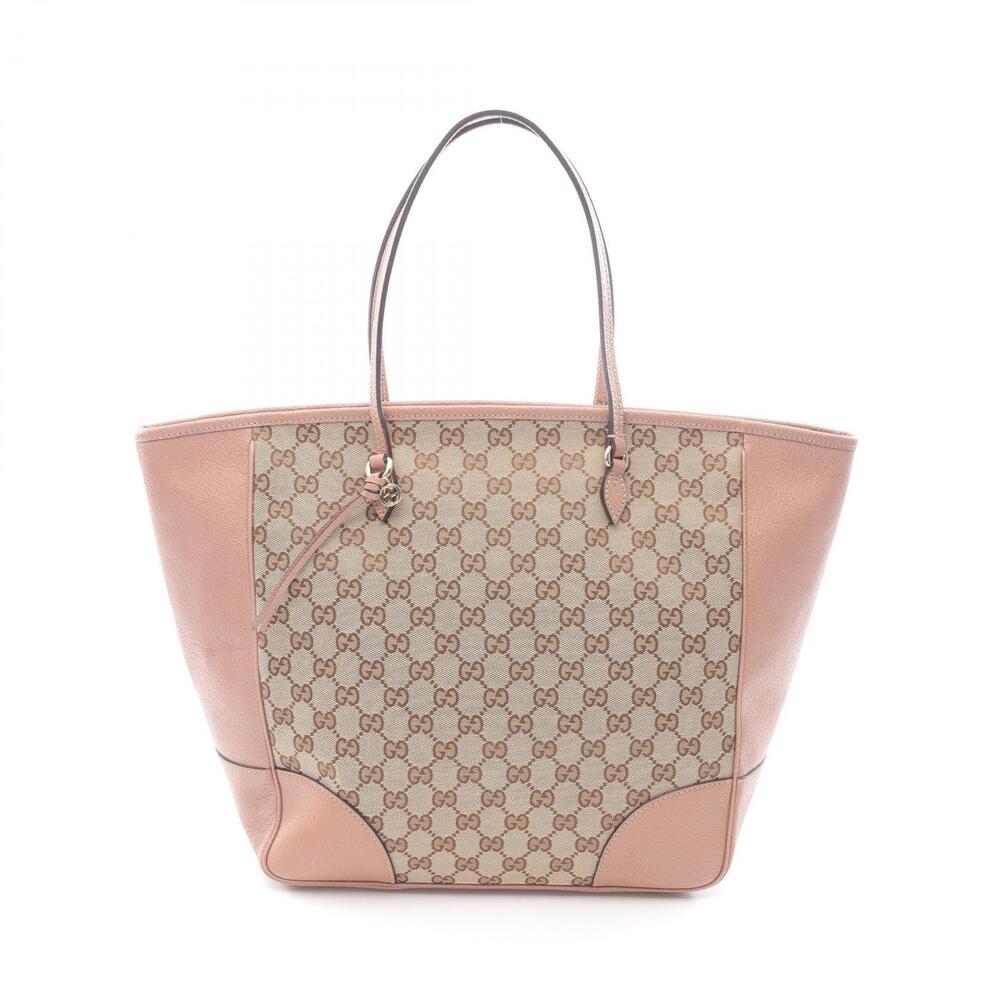Gucci Bree Guccissima Tote Bag Canvas Leather Beige Pink